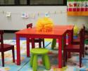 Classroom table and chairs at daycare center.