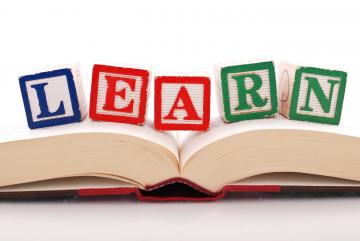Blocks spelling out learn.